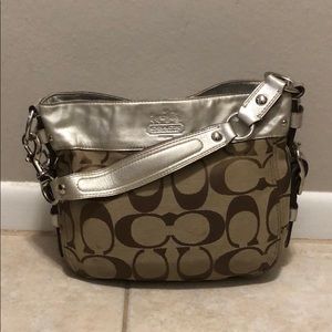 Coach Purse with Metallic Handle w/side Buckles